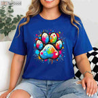 Colorful Paw Print Dog T-Shirt - Cute Animal Lover Shirt for Kids & Adults
