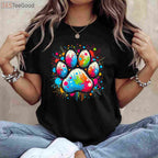 Colorful Paw Print Dog T-Shirt - Cute Animal Lover Shirt for Kids & Adults