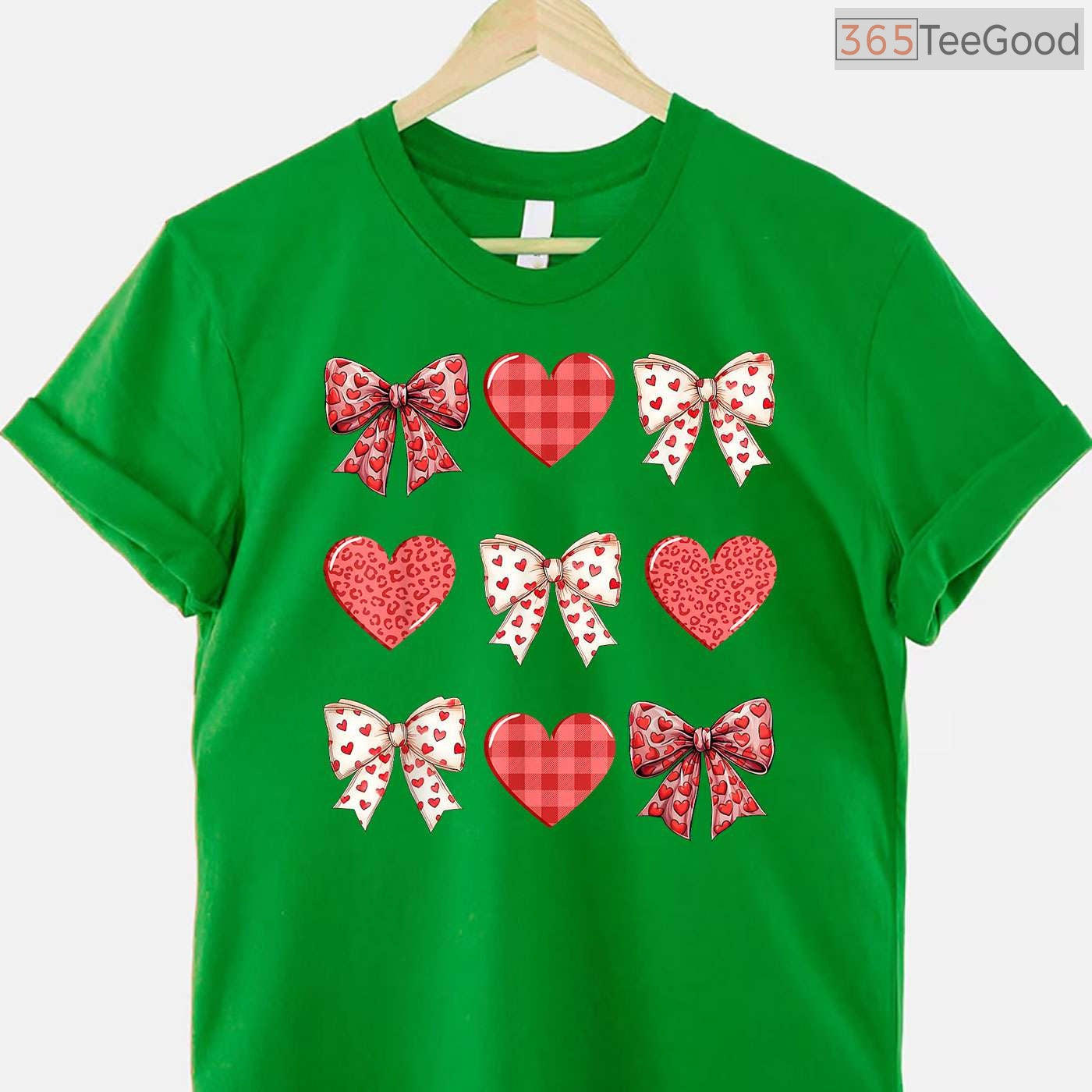 Coquette Aesthetic Valentine T-Shirt with Leopard Hearts & Bows, Trendy Girly Valentine Gift Tee