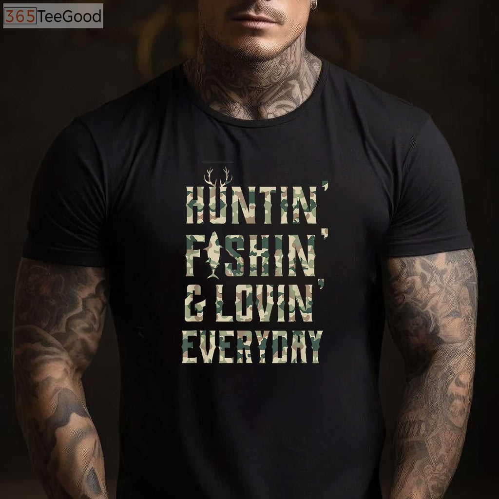 Country Music Lifestyle Hunting and Fishing Shirt, Loving Every Day Camo Tee
