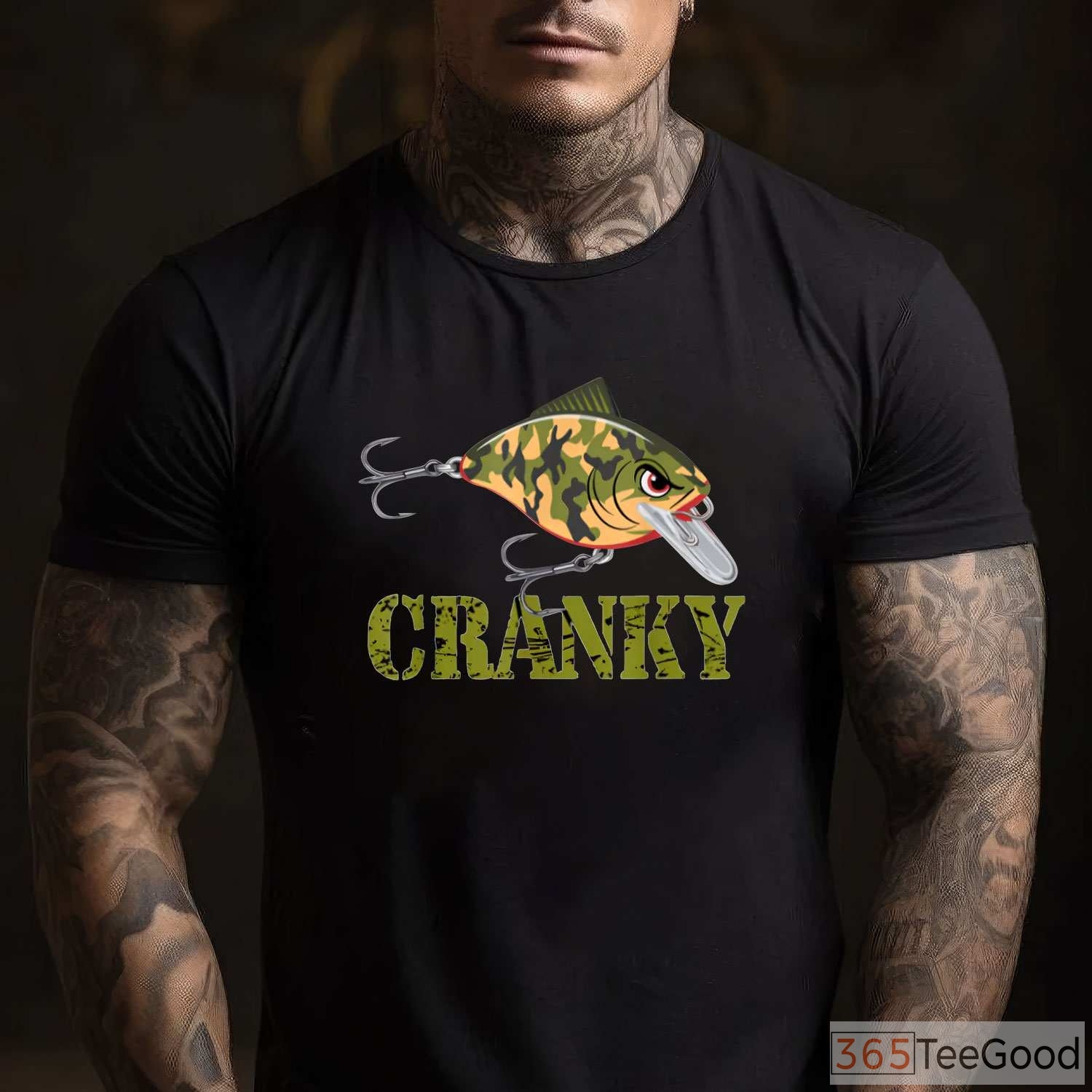 Cranky Camo Crankbait Fishing Shirt, Funny Father’s Day Lure Lover Tee