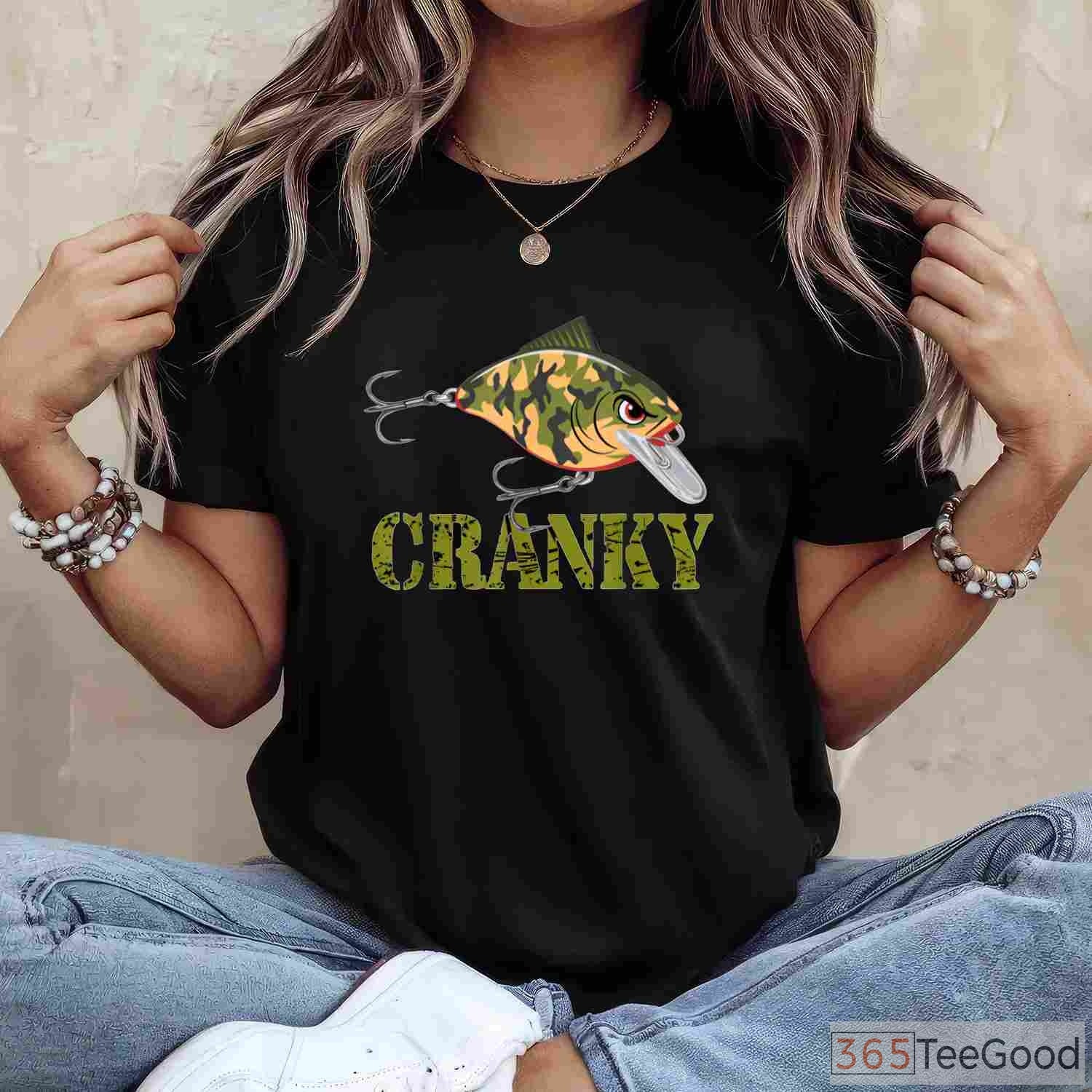 Cranky Camo Crankbait Fishing Shirt, Funny Father’s Day Lure Lover Tee