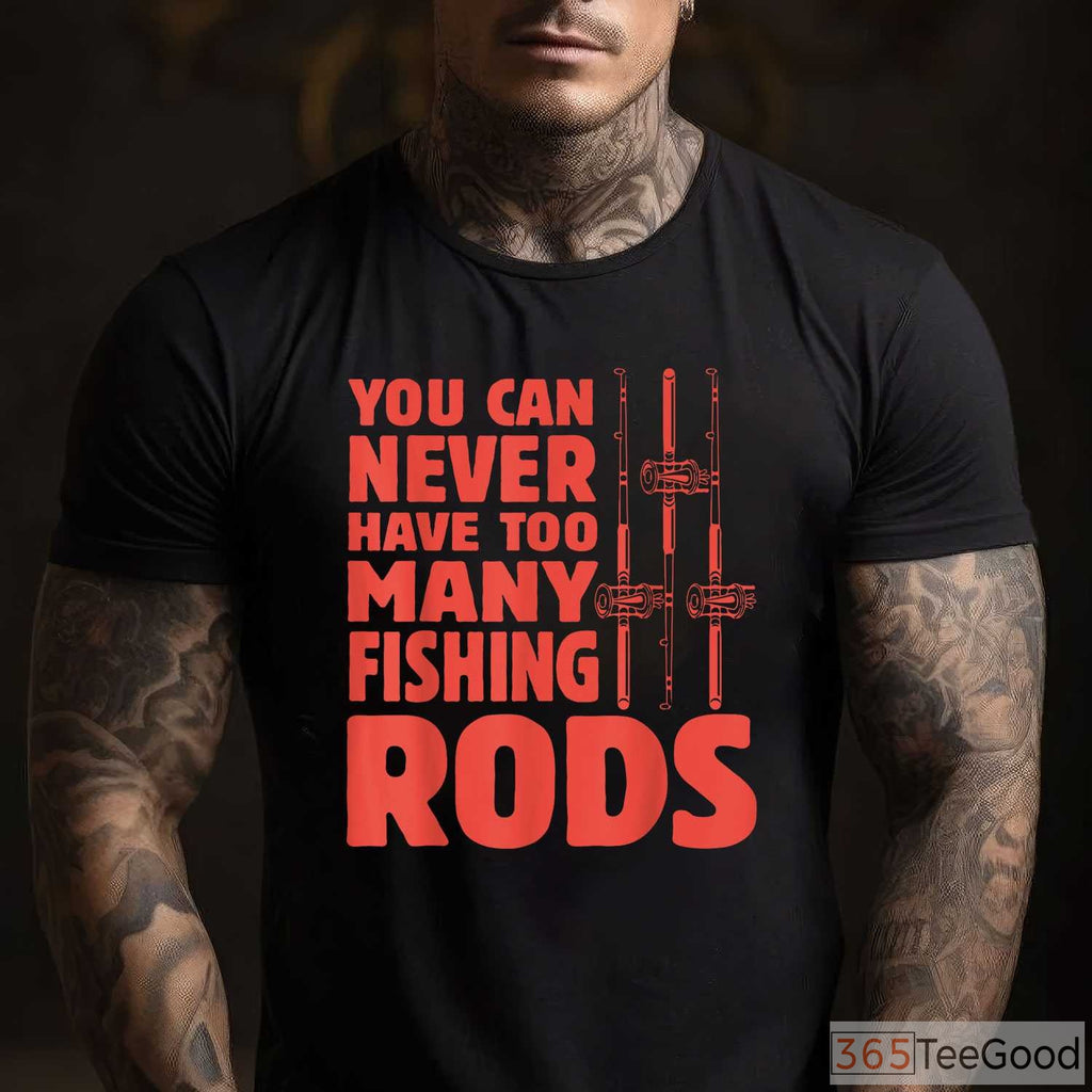 Creative Fishing Rod Graphic Design Shirt - Unique Outfit for Passionate Fishing Lovers