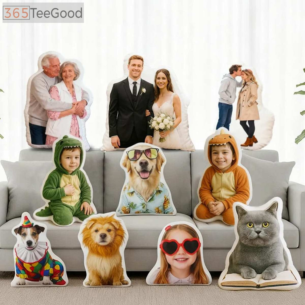 Custom Shape Pillow Case – Personalized Photo Face Pillow Funny Cutout Cushion Gift