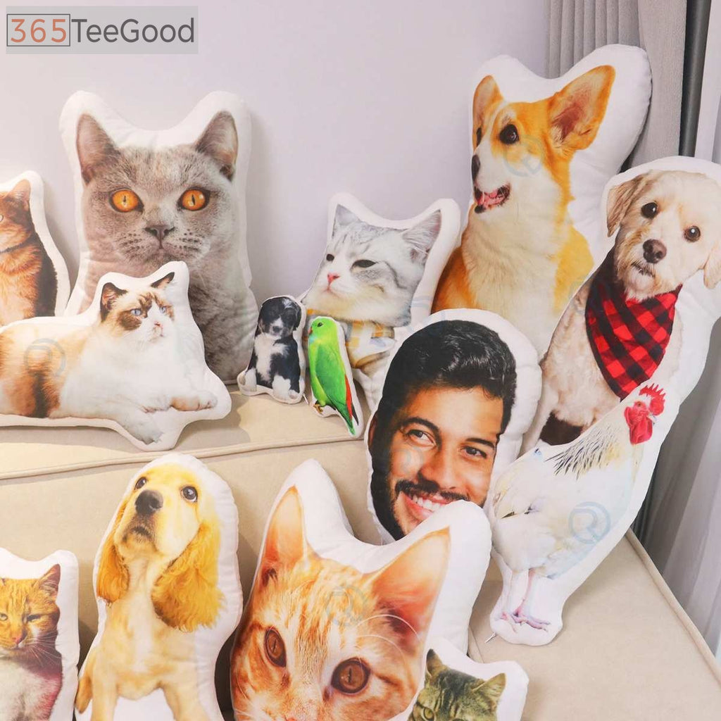 Custom Shape Pillow Case – Personalized Pet Pillow from Photo Dog Cat Shaped Cushion