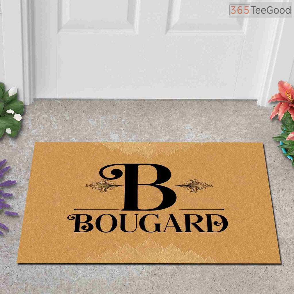 Custom Text Doormat Personalized Initial B Monogram - Elegant Entryway Rug for New Homeowners