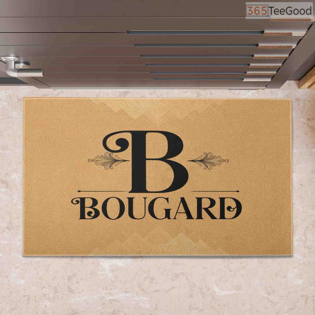 Custom Text Doormat Personalized Initial B Monogram - Elegant Entryway Rug for New Homeowners