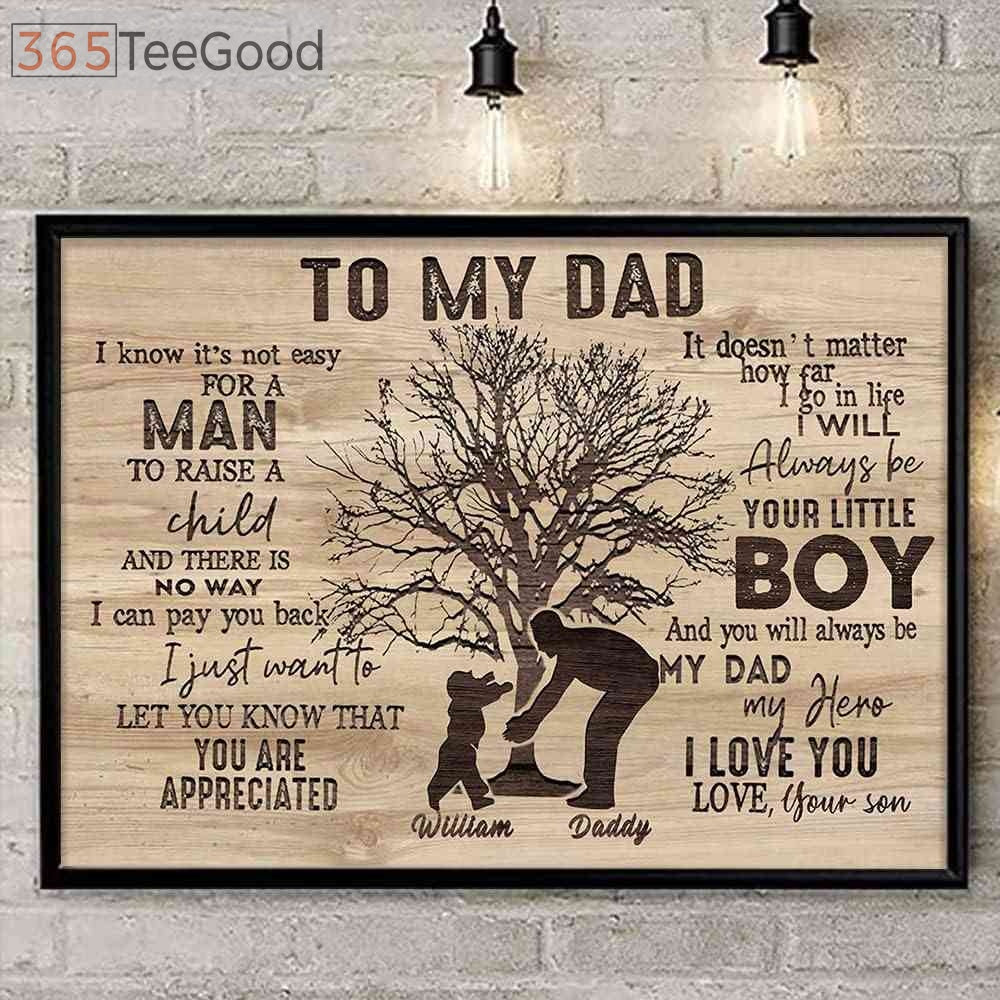 Custom To My Dad Canvas Poster – Father and Son Wall Art Personalized Gift from Son
