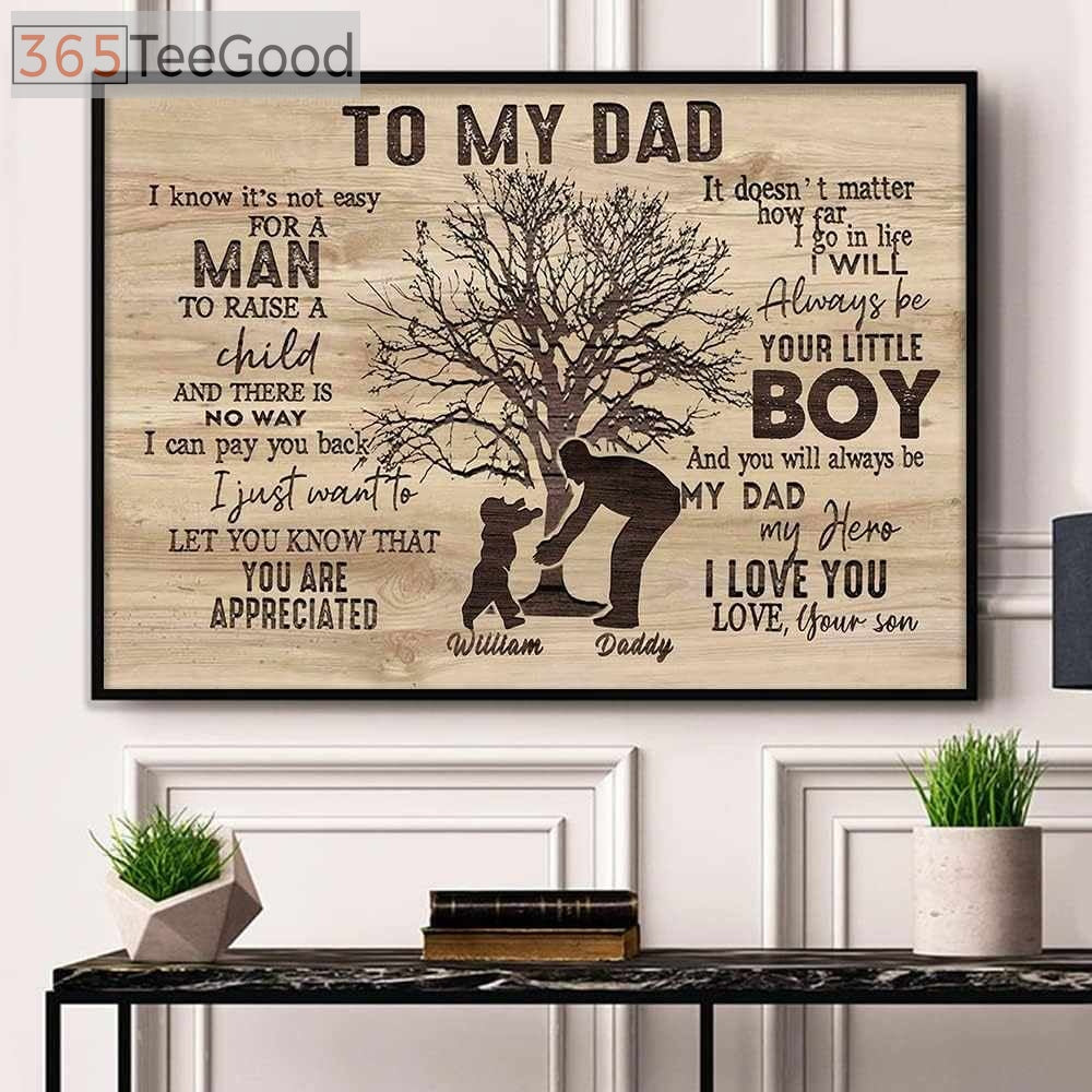 Custom To My Dad Canvas Poster – Father and Son Wall Art Personalized Gift from Son