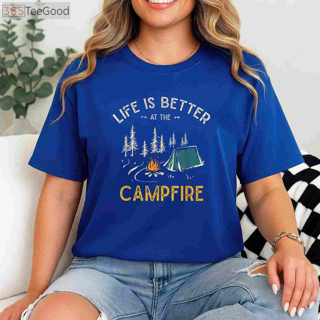 Das Leben ist Besser am Lagerfeuer T-Shirt - German Camping Campfire Gift
