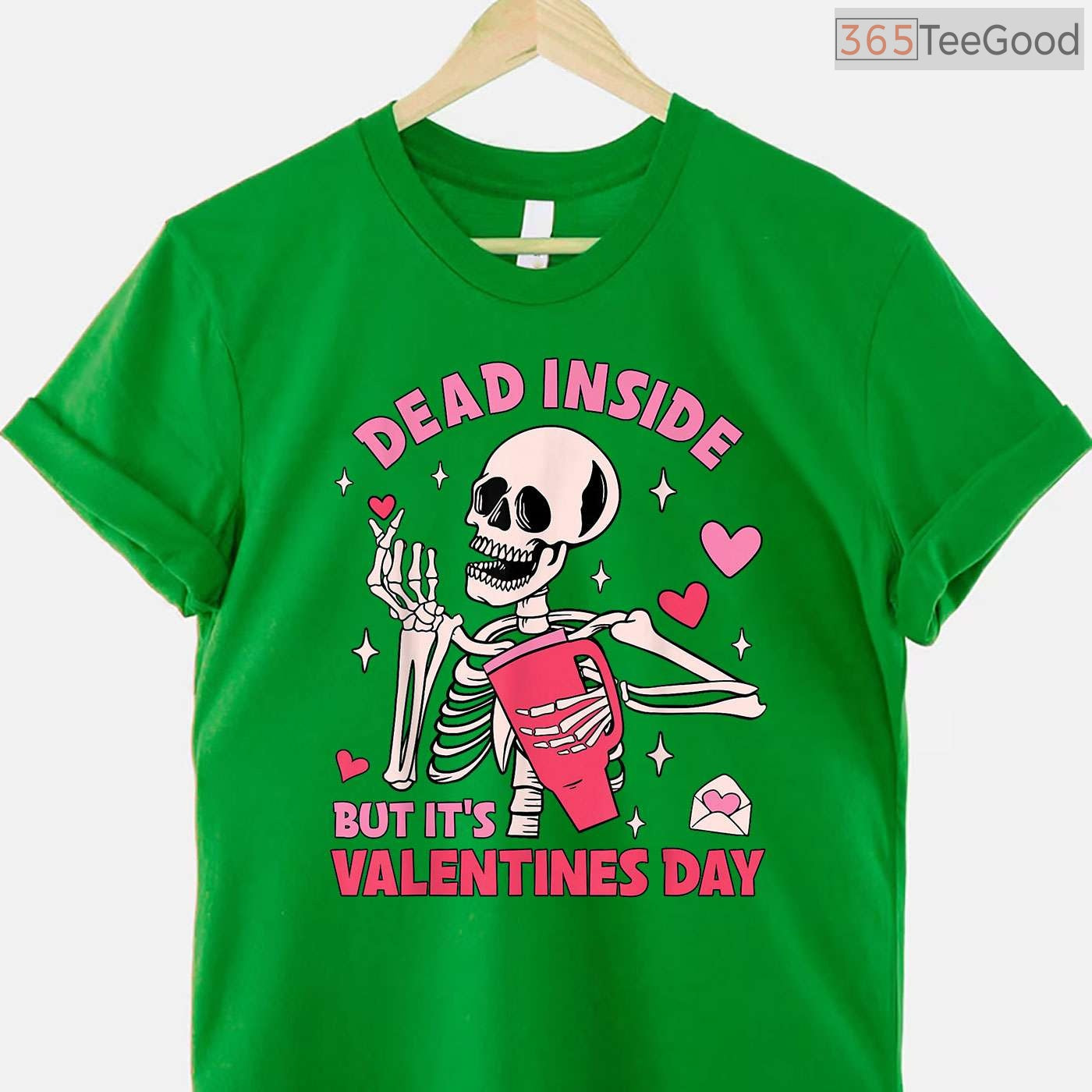 Dead Inside But It's Valentines Day Funny Skeleton T-Shirt, Gothic Humor Skull Valentine Tee Shirt