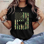 Deer Hunting USA Flag Hunting T-Shirt, Buck Camouflage Hunter Dad Hunting Shirt