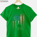 Deer Hunting American Flag Hunting T-Shirt, Whitetail Buck Antlers Hunter Shirt for Men