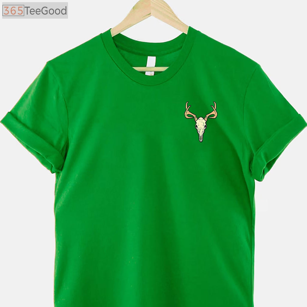 Deer Skull Pocket Style Hunting Graphic Tee, Elk Buck Hunter Apparel for All