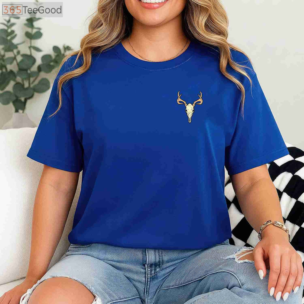 Deer Skull Pocket Style Hunting Graphic Tee, Elk Buck Hunter Apparel for All