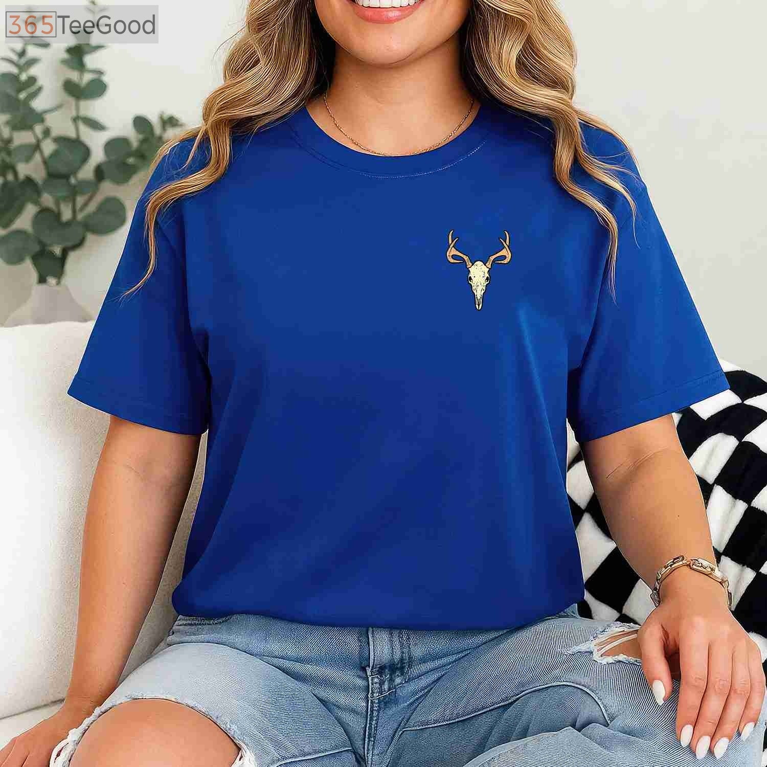 Deer Skull Pocket Style Hunting Graphic Tee, Elk Buck Hunter Apparel for All