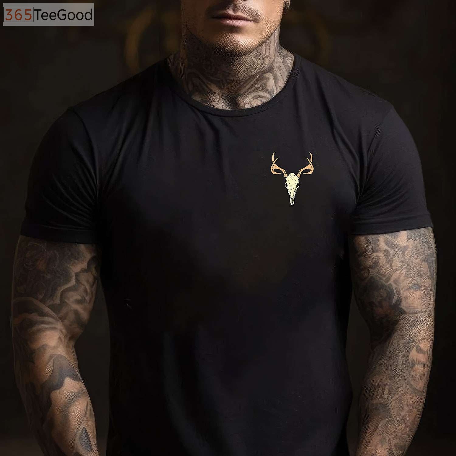 Deer Skull Pocket Style Hunting Graphic Tee, Elk Buck Hunter Apparel for All