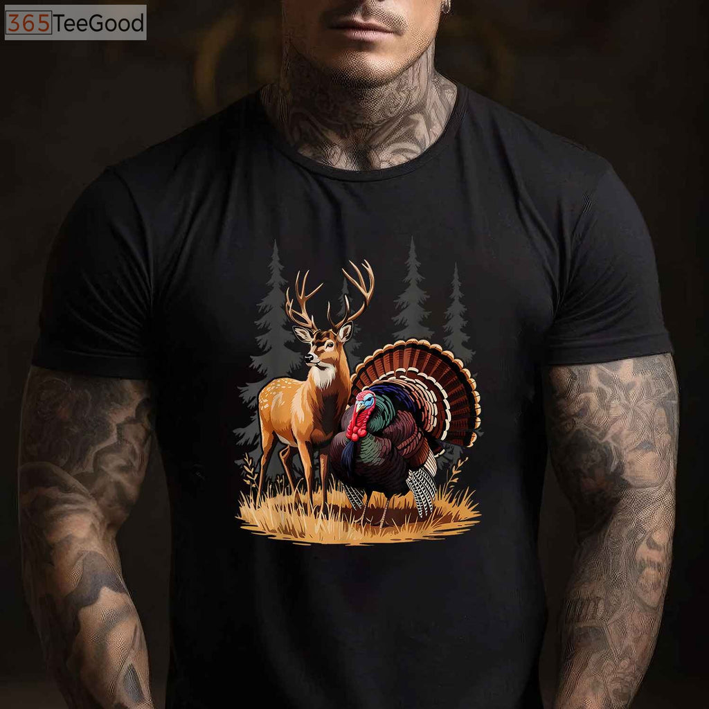 Deer and Turkey Hunting Hobby Shirt, Multi-Season Wildlife Hunter Graphic Tee