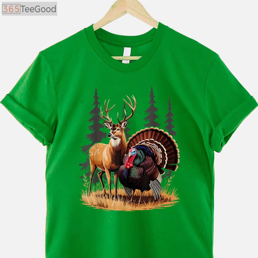 Deer and Turkey Hunting Hobby Shirt, Multi-Season Wildlife Hunter Graphic Tee