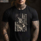 Distressed American Flag Fishing and Hunting Shirt, Dual Hobby Outdoor Gift