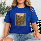 Distressed Bigfoot Fishing Sasquatch Shirt, Cool Wilderness Graphic Tee for Boys and Men