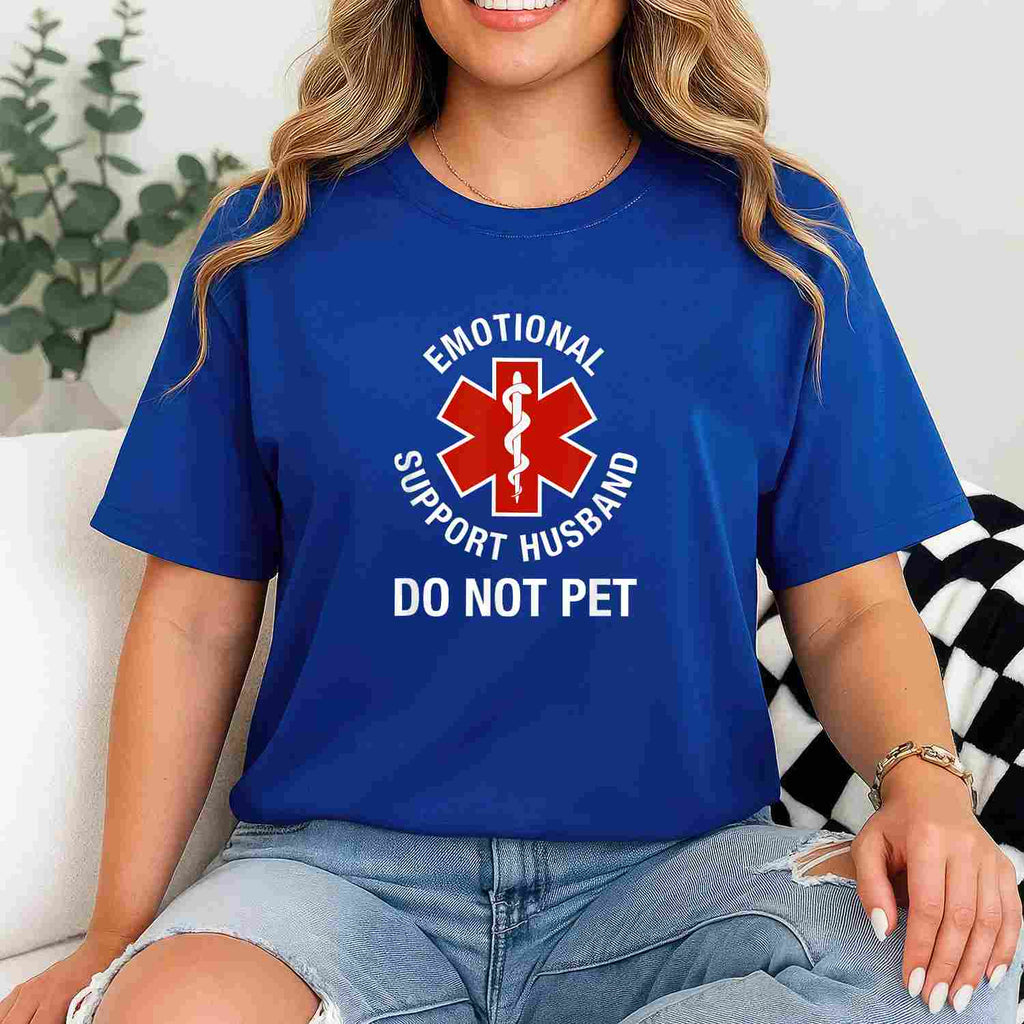 Do Not Pet Emotional Support Husband Funny T-Shirt Tee Sarcastic Husband Humor Gift