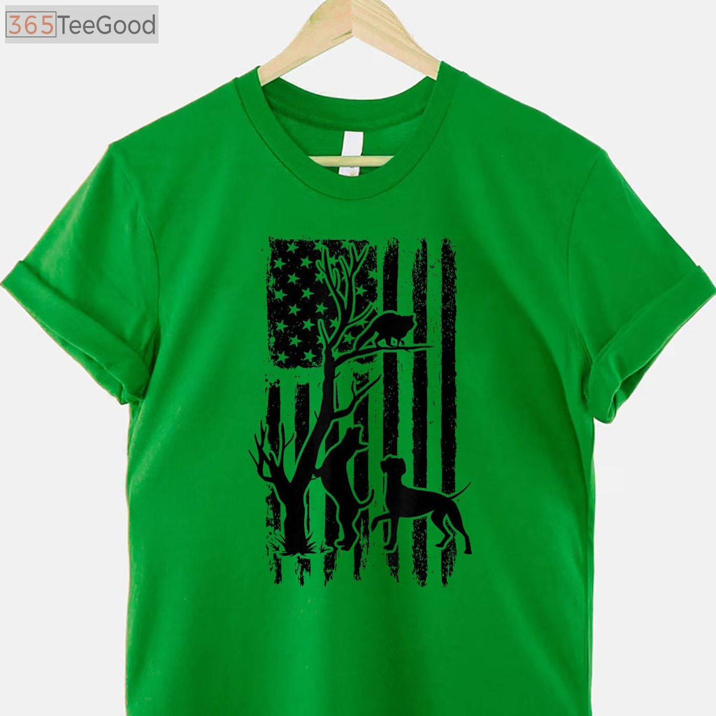 Dog Lover Hunting T-Shirt, Patriotic Coonhunter USA Flag Hunting Dog Coon Hound Shirt