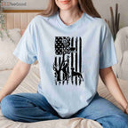 Dog Lover Hunting T-Shirt, Patriotic Coonhunter USA Flag Hunting Dog Coon Hound Shirt