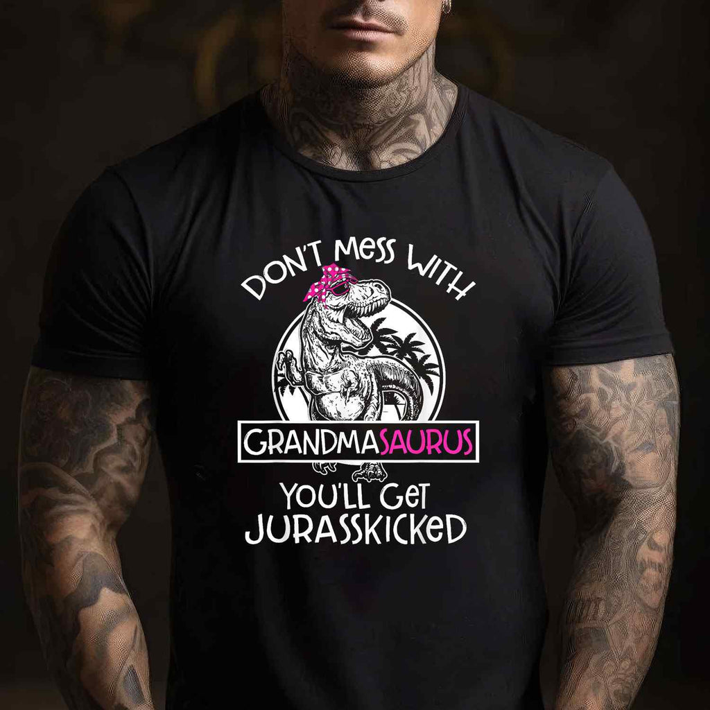 Dont Mess With Grandmasaurus Funny Grandma Gift Tee Jurassic T-Shirt Women Adults