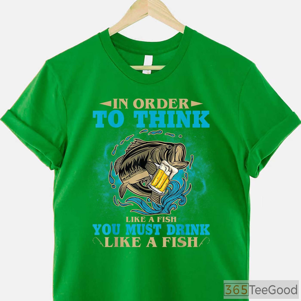 Drink Like a Fish Funny Fishing Shirt, Sarcastic Alcohol & Angling Hobbyist Tee