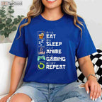 Eat Sleep Anime Gaming Repeat T-Shirt - Kawaii Otaku Manga Apparel