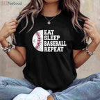 Eat Sleep Baseball Repeat T-Shirt - Funny Baseball Player Gift Apparel