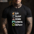 Eat Sleep Anime Gaming Repeat T-Shirt - Kawaii Otaku Manga Apparel