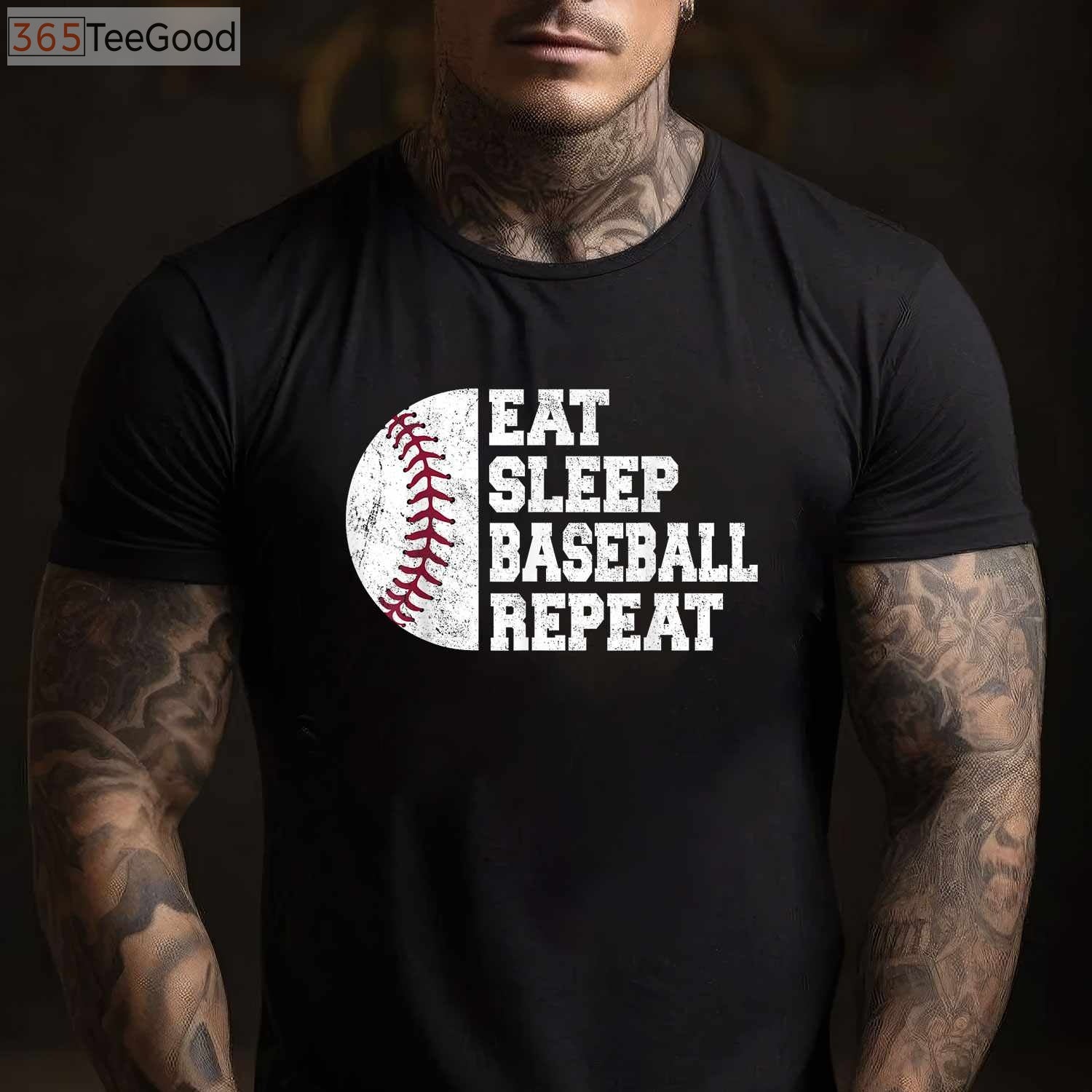 Eat Sleep Baseball Repeat T-Shirt - Funny Baseball Player Gift Apparel