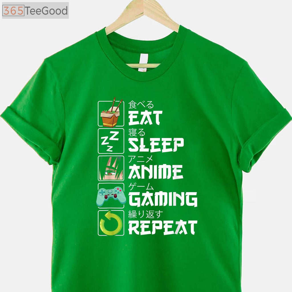 Eat Sleep Anime Gaming Repeat T-Shirt - Kawaii Otaku Manga Apparel