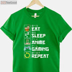 Eat Sleep Anime Gaming Repeat T-Shirt - Kawaii Otaku Manga Apparel