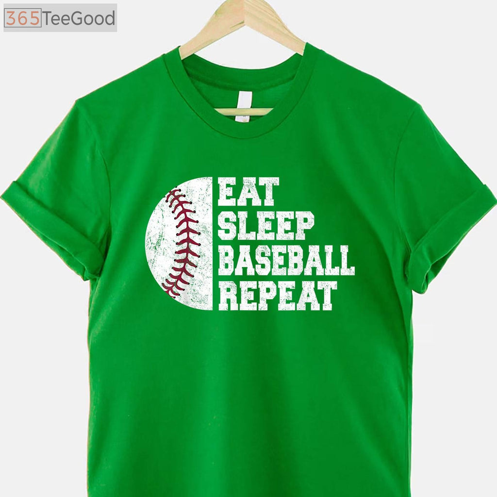 Eat Sleep Baseball Repeat T-Shirt - Funny Baseball Player Gift Apparel