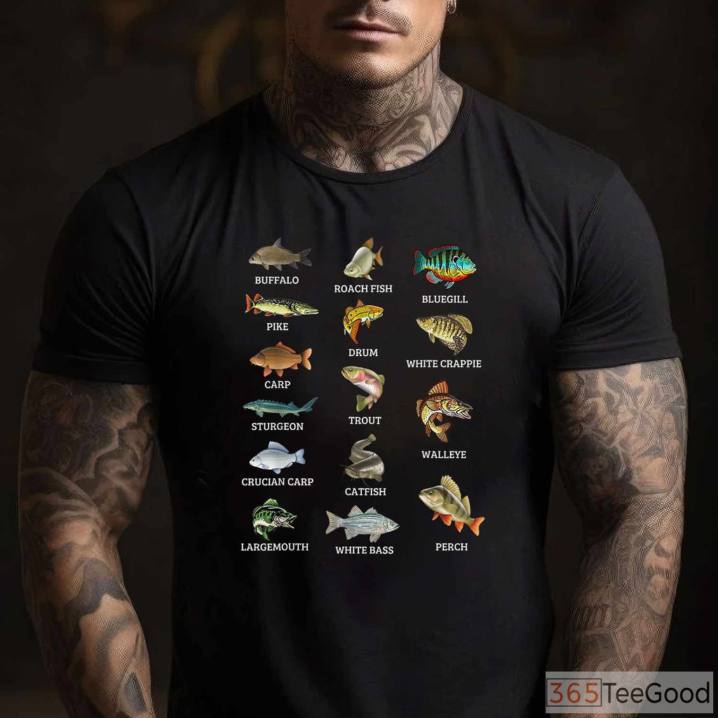 Educational Freshwater Fish Species Chart Fishing Shirt - Scientific Angler Guide Tee