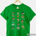 Educational Freshwater Fish Species Chart Fishing Shirt - Scientific Angler Guide Tee