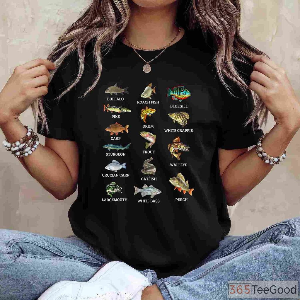 Educational Freshwater Fish Species Chart Fishing Shirt - Scientific Angler Guide Tee