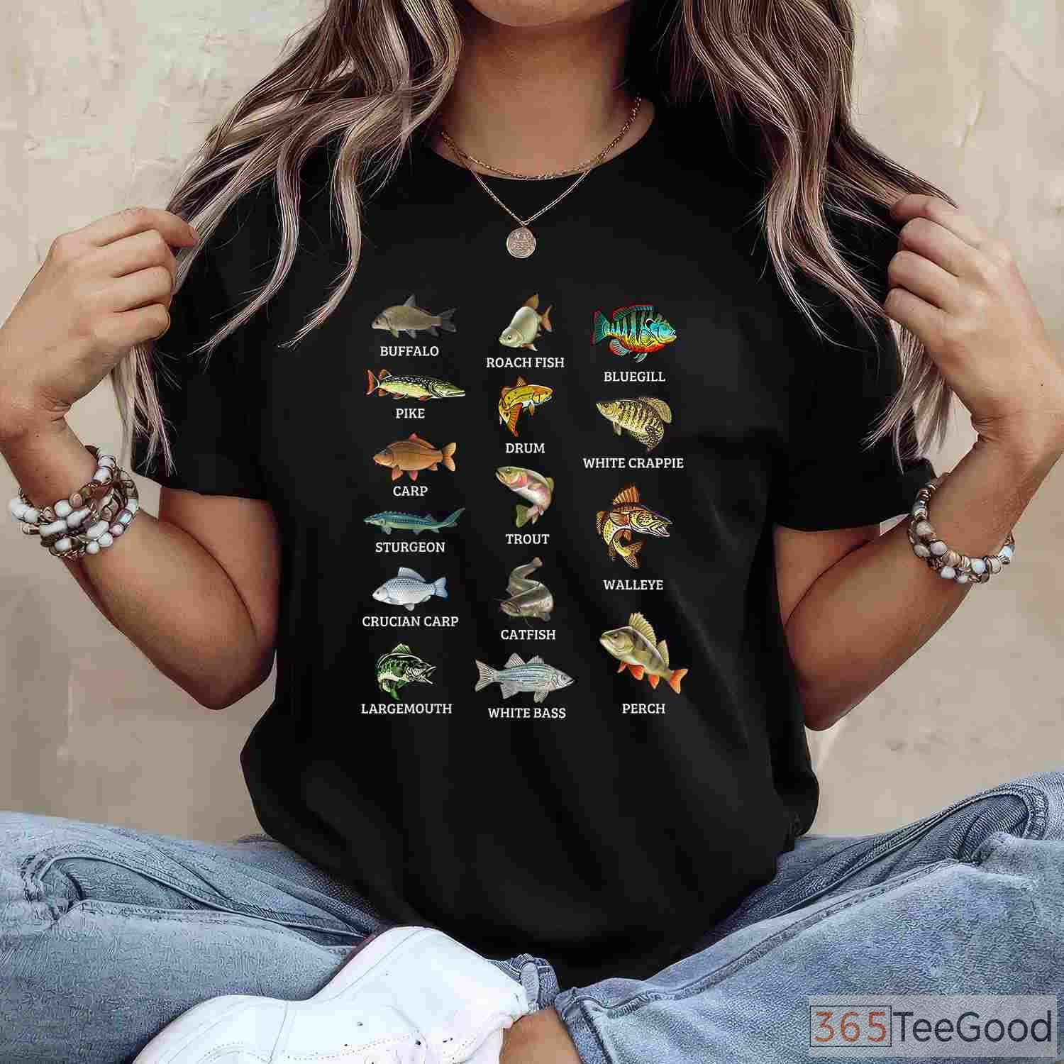 Educational Freshwater Fish Species Chart Fishing Shirt - Scientific Angler Guide Tee