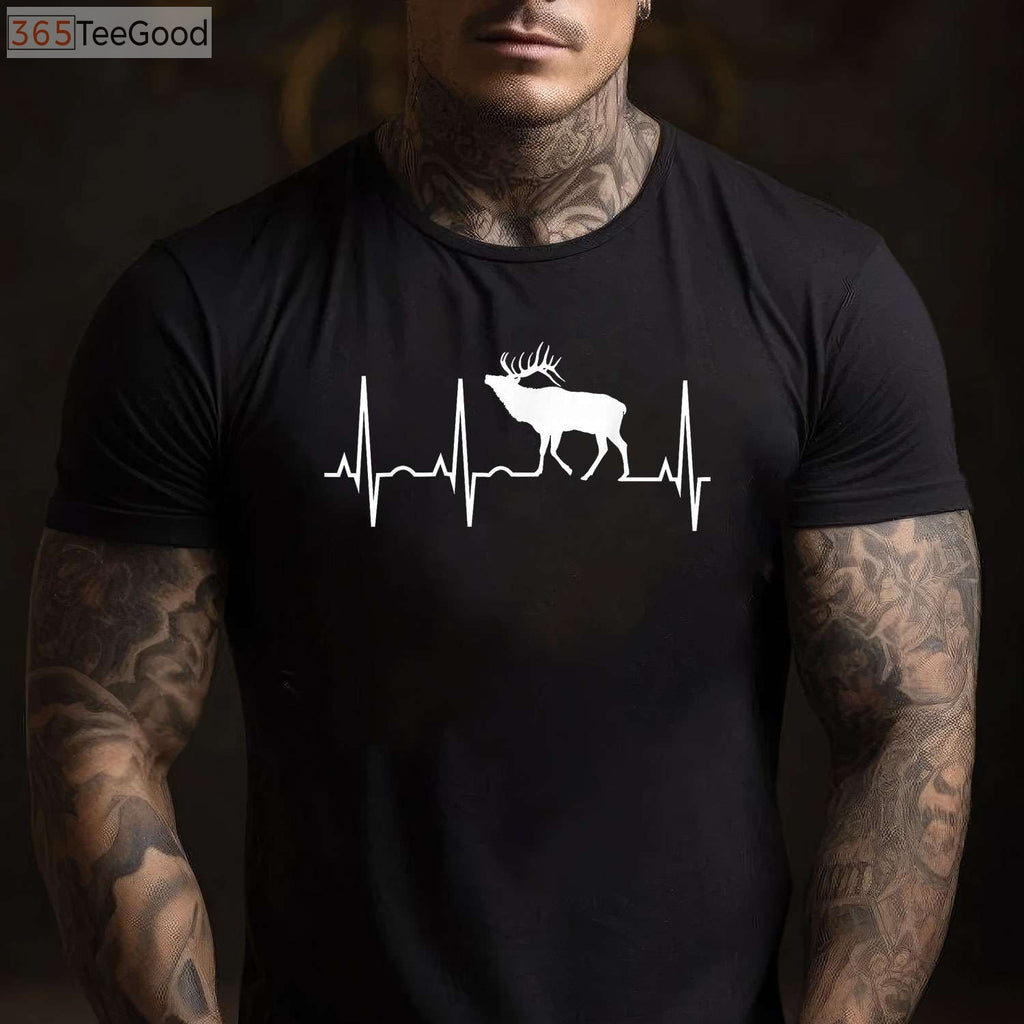 Elk Heartbeat Hunting T-Shirt, Elk Hunting Shirt for Elk Lovers Men Women Kids