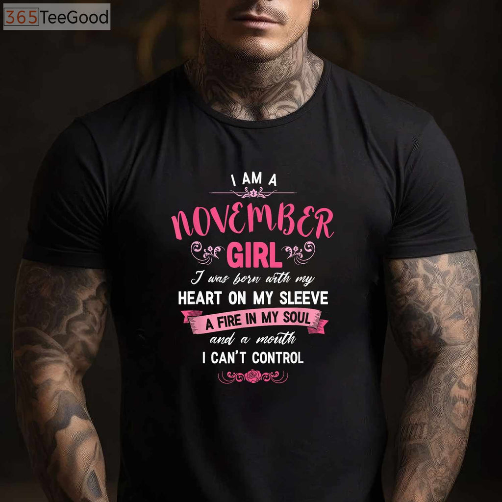 Empowered November Girl Birthday Gift Shirt - Aesthetic Women’s November Apparel