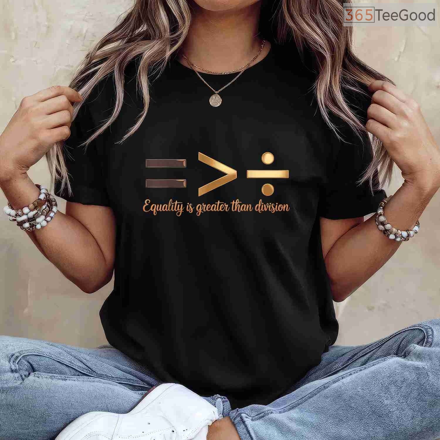 Equality Is Greater Than Division T-Shirt Melanin Unity Black History Month Math Shirt