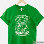 Expert Angler Catching Fish Design - Bold Graphic Tee for Skilled Fishermen