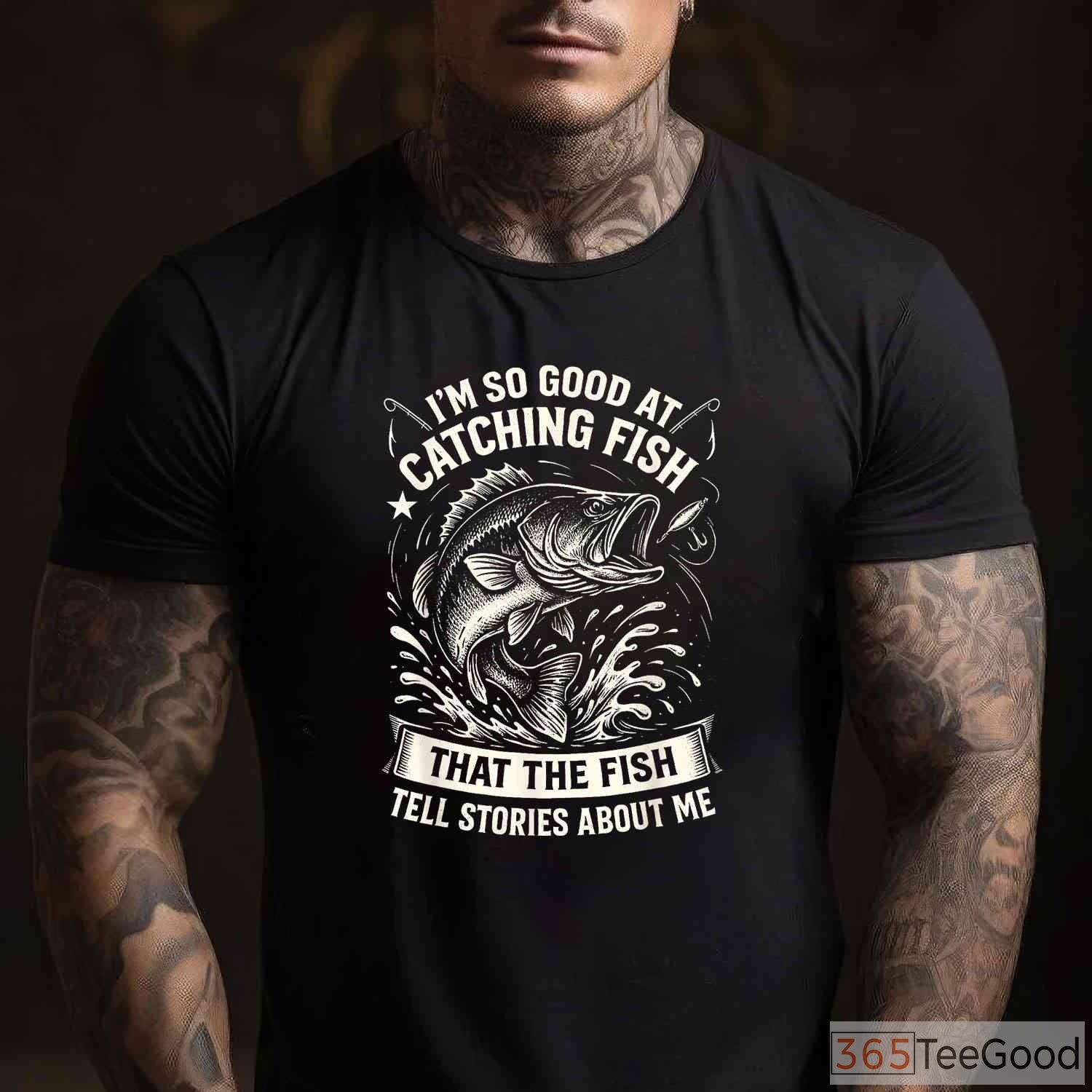 Expert Angler Catching Fish Design - Bold Graphic Tee for Skilled Fishermen
