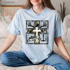 Faith Fishing and Hunting Shirt, Christian Camo Cross Bass Hook Graphic Tee