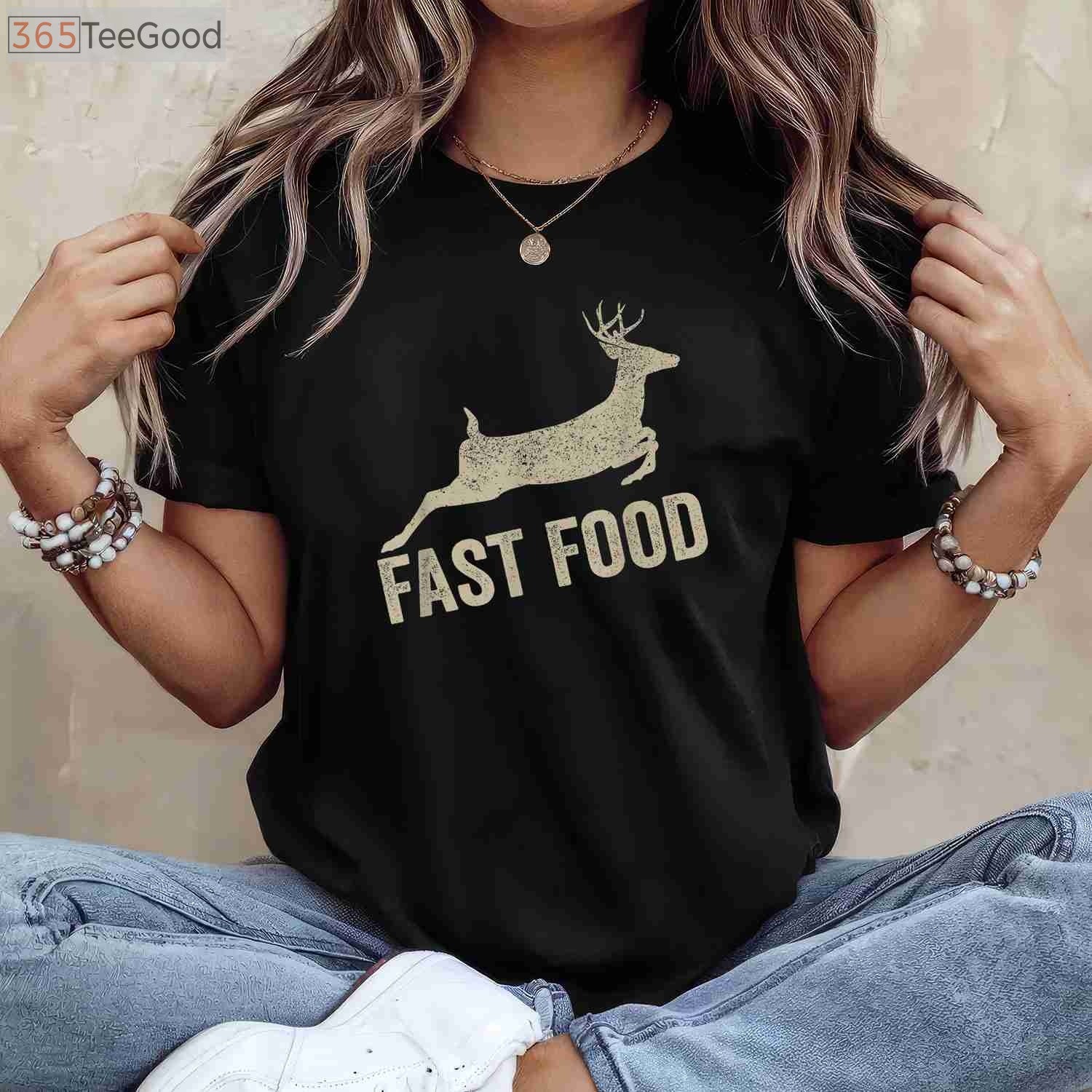 Fast Food Deer Hunting Humor Shirt, Funny Venison Meat Eater Graphic Tee