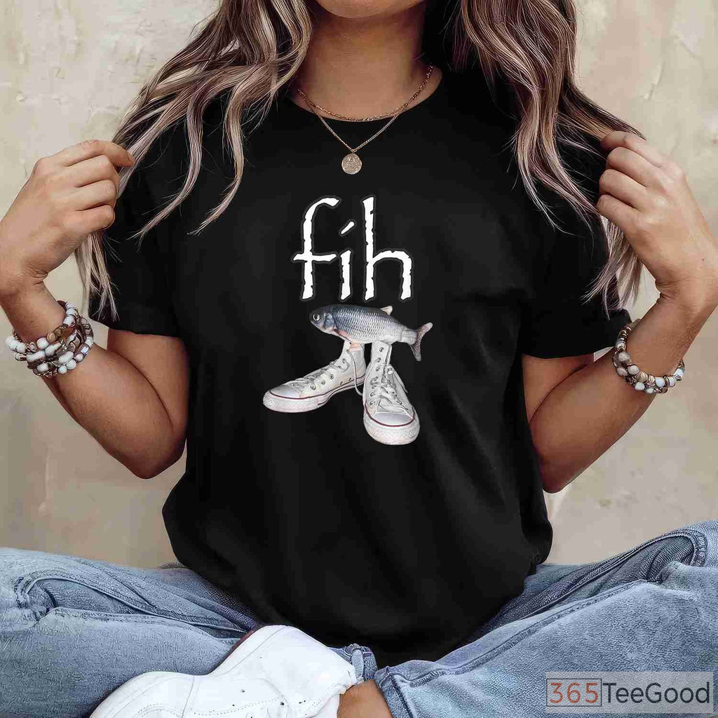Fih Shoes Funny Misspelled Fish Meme Shirt - Viral Humor Fishing Apparel