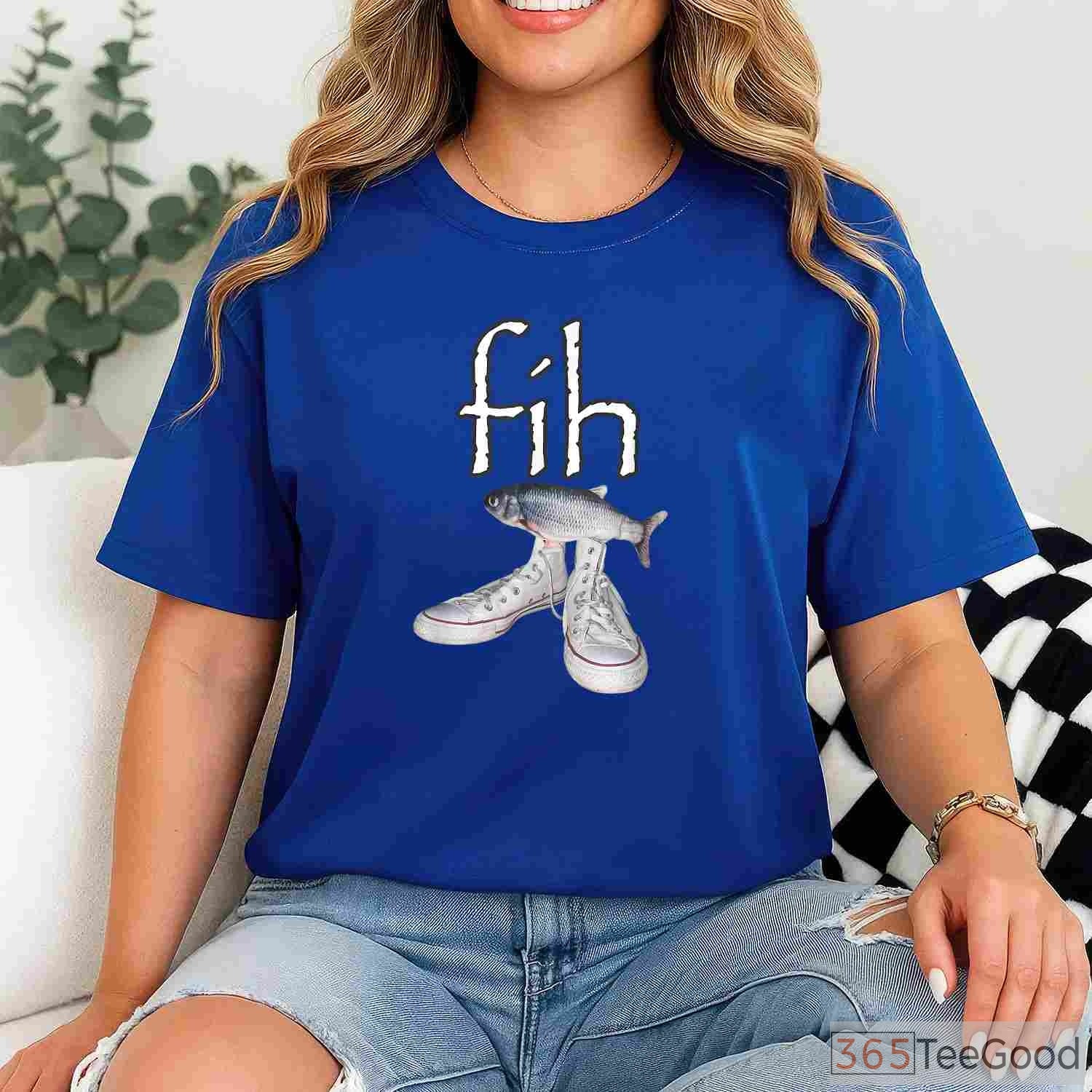 Fih Shoes Funny Misspelled Fish Meme Shirt - Viral Humor Fishing Apparel
